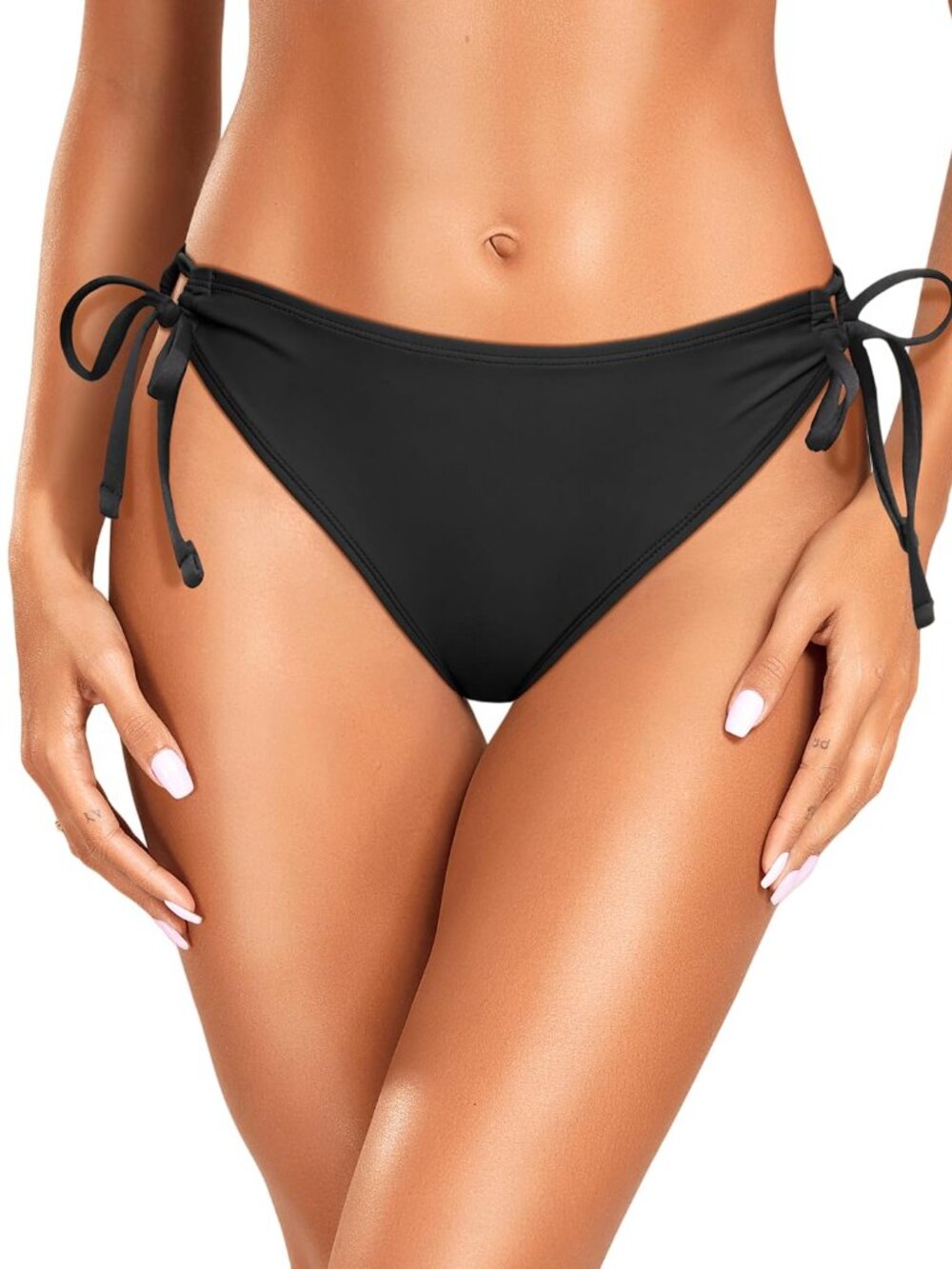Bikini Bottoms Women Full Coverage Swimsuit Bottom Mid Rise String Tie Side